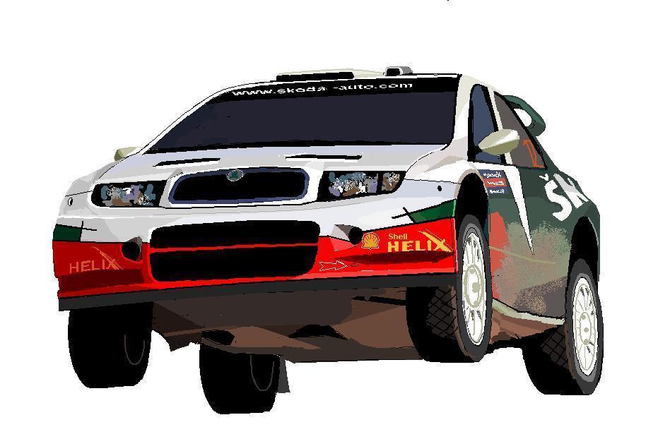 Škoda Fabia WRC ve skoku