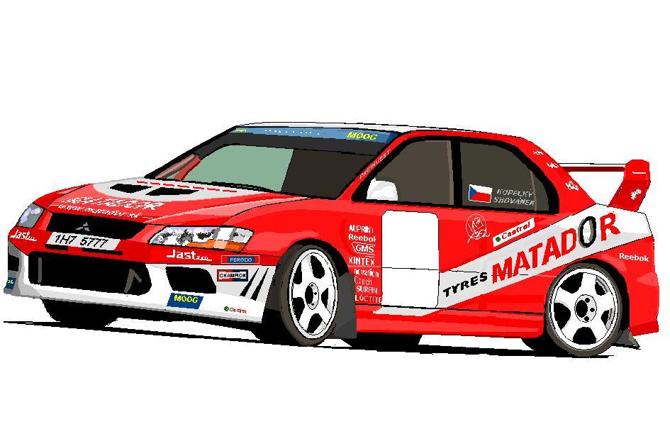 Mitsubishi Lancer EVO VII v barvách Matadoru